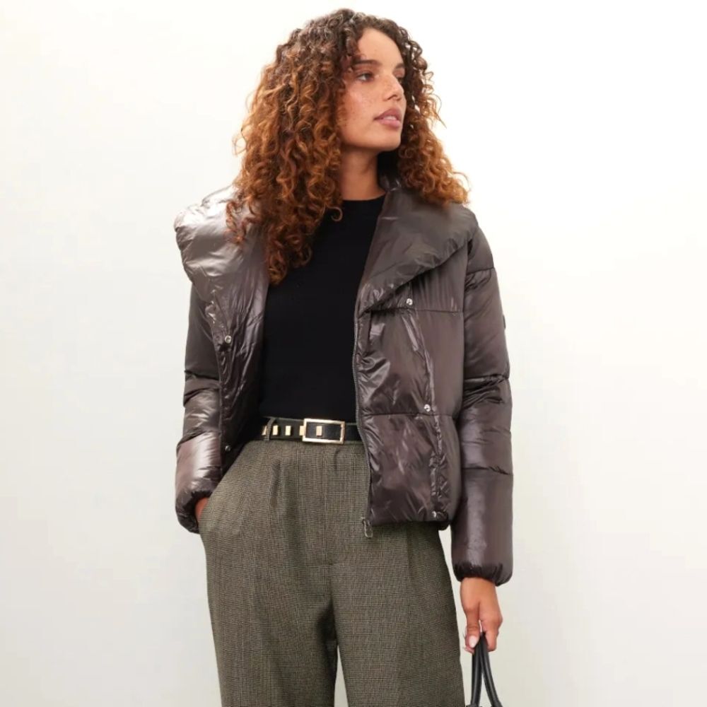 Save The Duck Ishya Brown Crop Puffer Jacket Size S